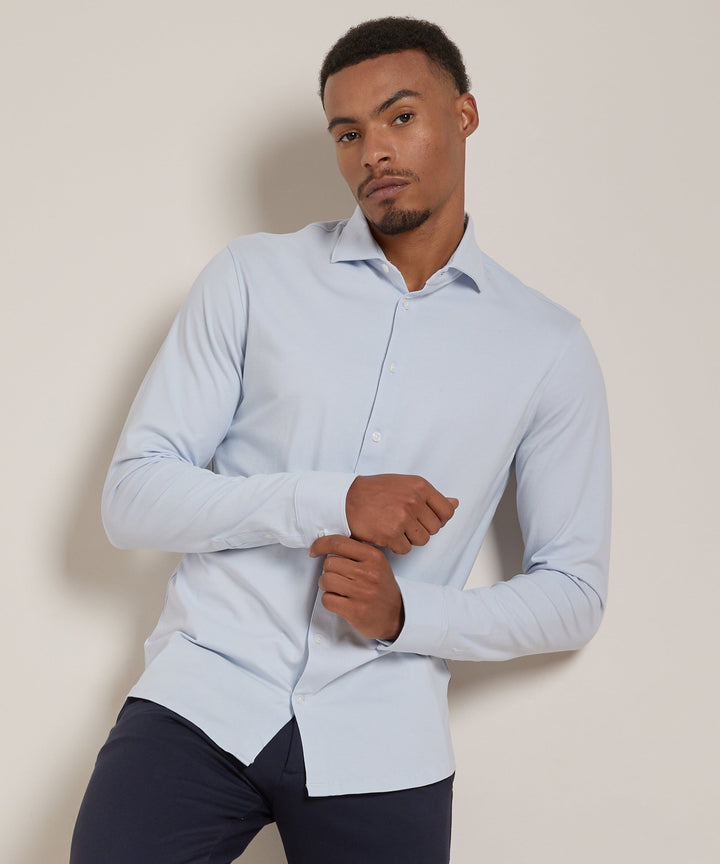 Adrian | Men's Slim Fit Stretch Shirt Long Sleeve Full Button Front