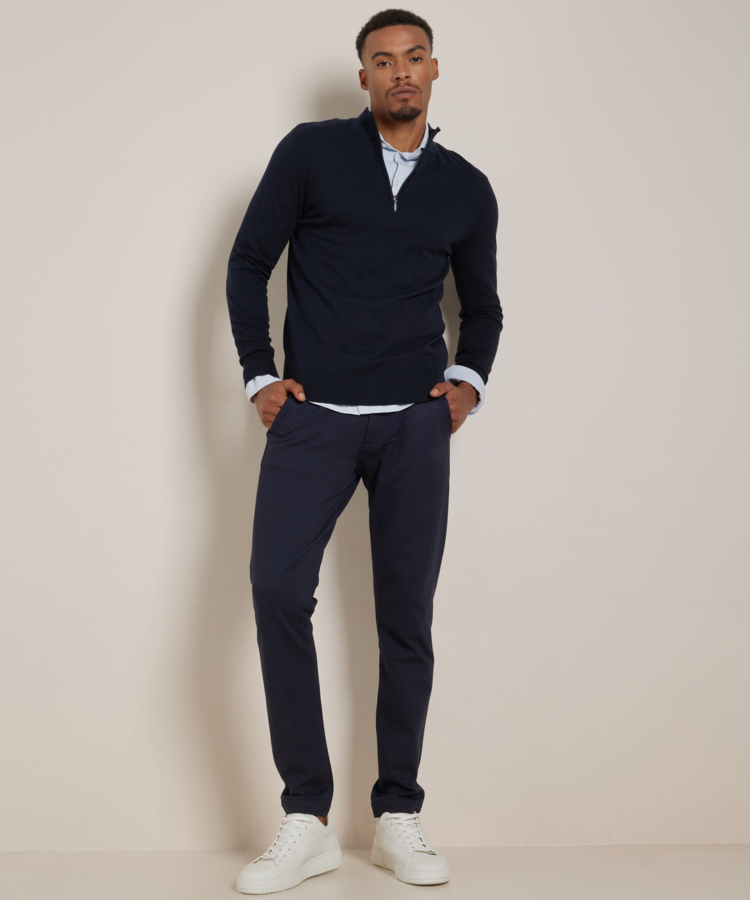 Adrian | Men's Slim Fit Stretch Shirt Long Sleeve Full Button Front