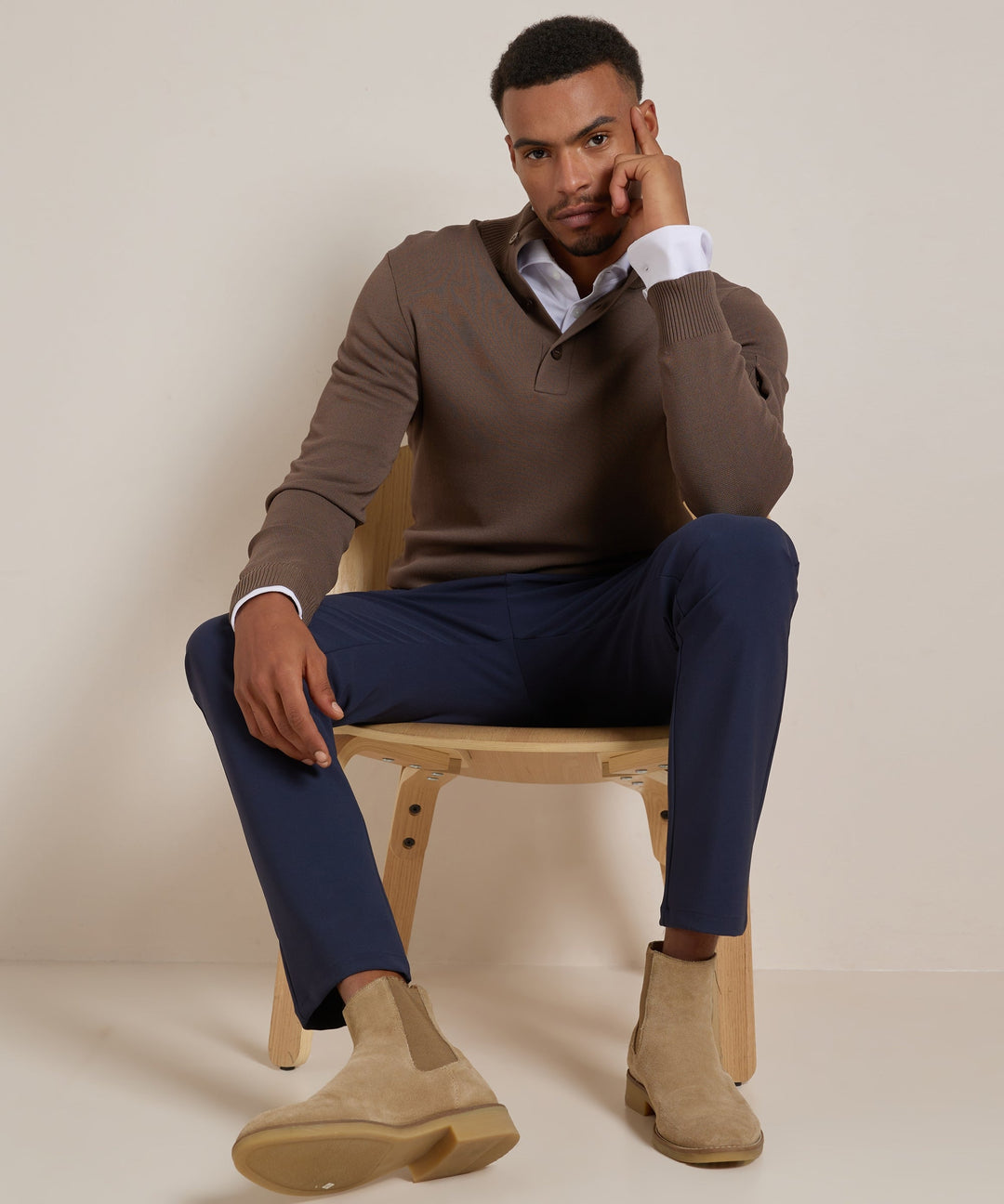 Adrian | Men's Slim Fit Stretch Shirt Long Sleeve Full Button Front