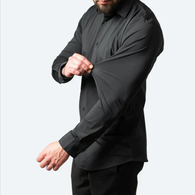 Cecil | Men's Stretch Shirt Pleated Front Contrast Buttons Long Sleeve