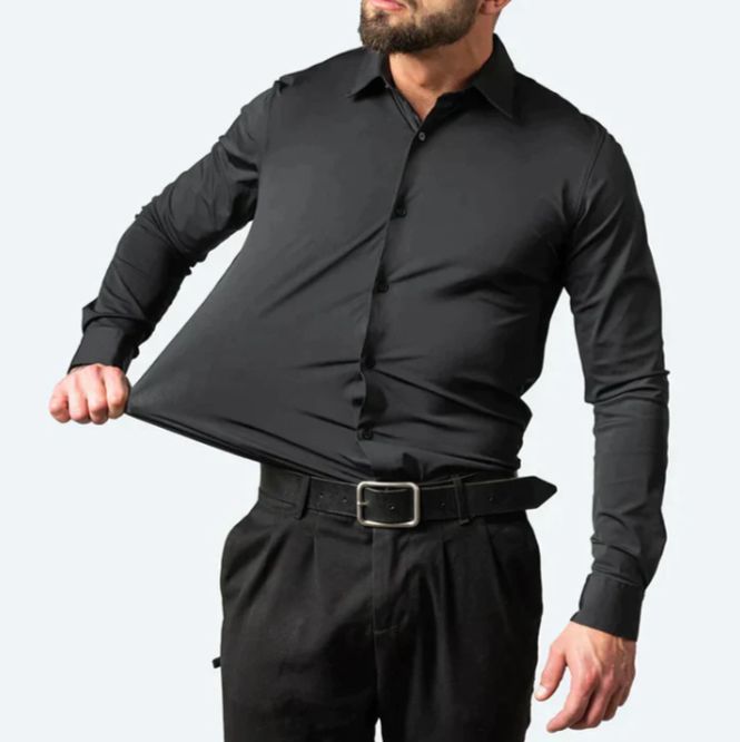 Cecil | Men's Stretch Shirt Pleated Front Contrast Buttons Long Sleeve
