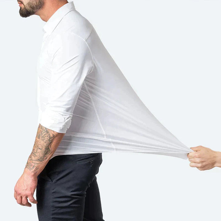 Cecil | Men's Stretch Shirt Pleated Front Contrast Buttons Long Sleeve
