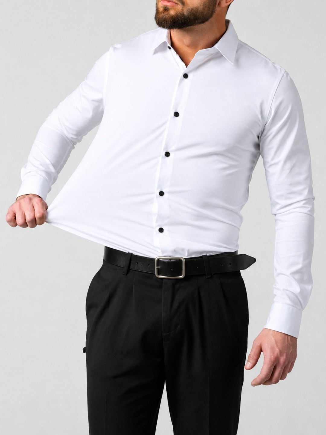 Cecil | Men's Stretch Shirt Pleated Front Contrast Buttons Long Sleeve