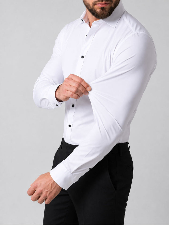 Cecil | Men's Stretch Shirt Pleated Front Contrast Buttons Long Sleeve