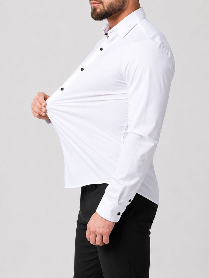 Cecil | Men's Stretch Shirt Pleated Front Contrast Buttons Long Sleeve