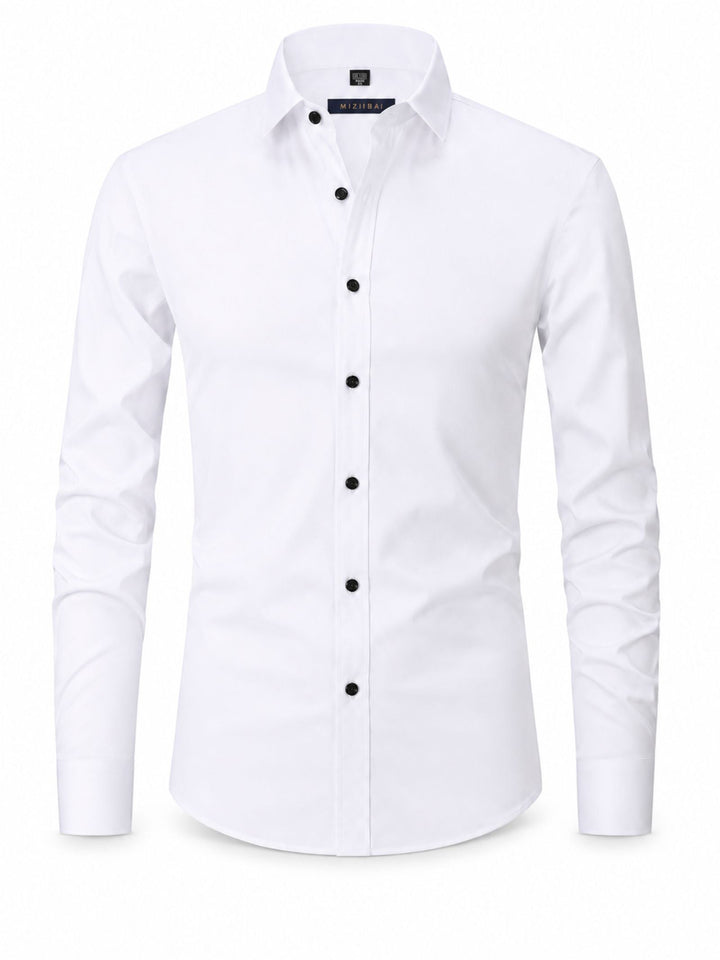 Cecil | Men's Stretch Shirt Pleated Front Contrast Buttons Long Sleeve