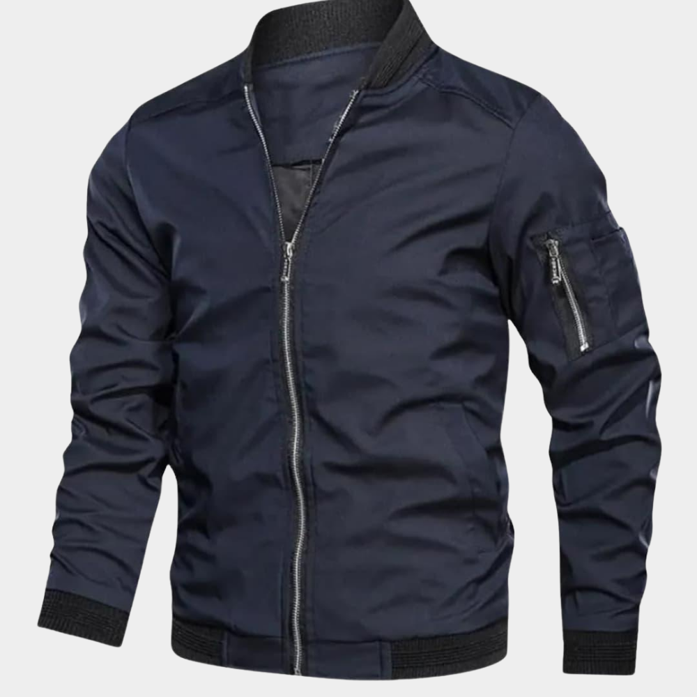Angus | Men's Lightweight Bomber Jacket Ribbed Trim Sleeve Pocket