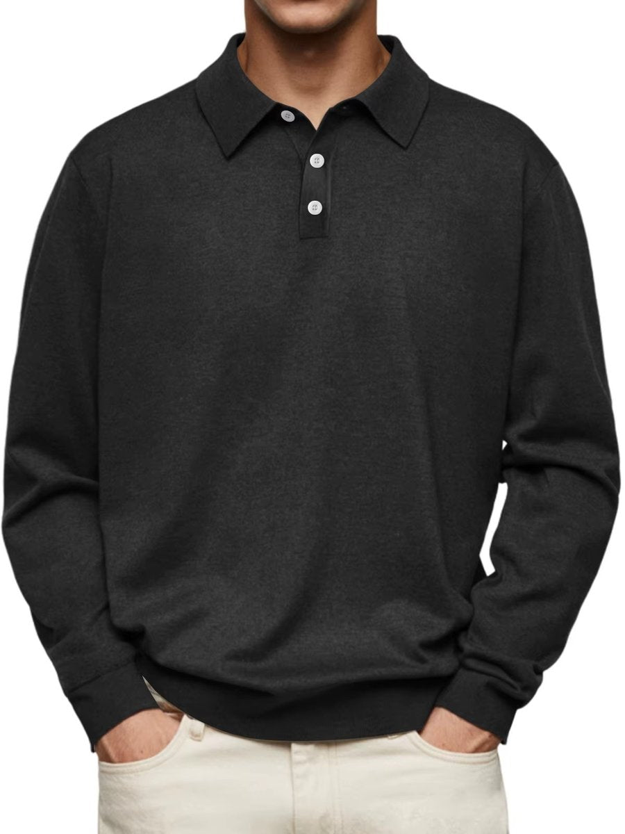 Moritz | Men's Long Sleeve Polo Sweatshirt Button Placket Classic Fit