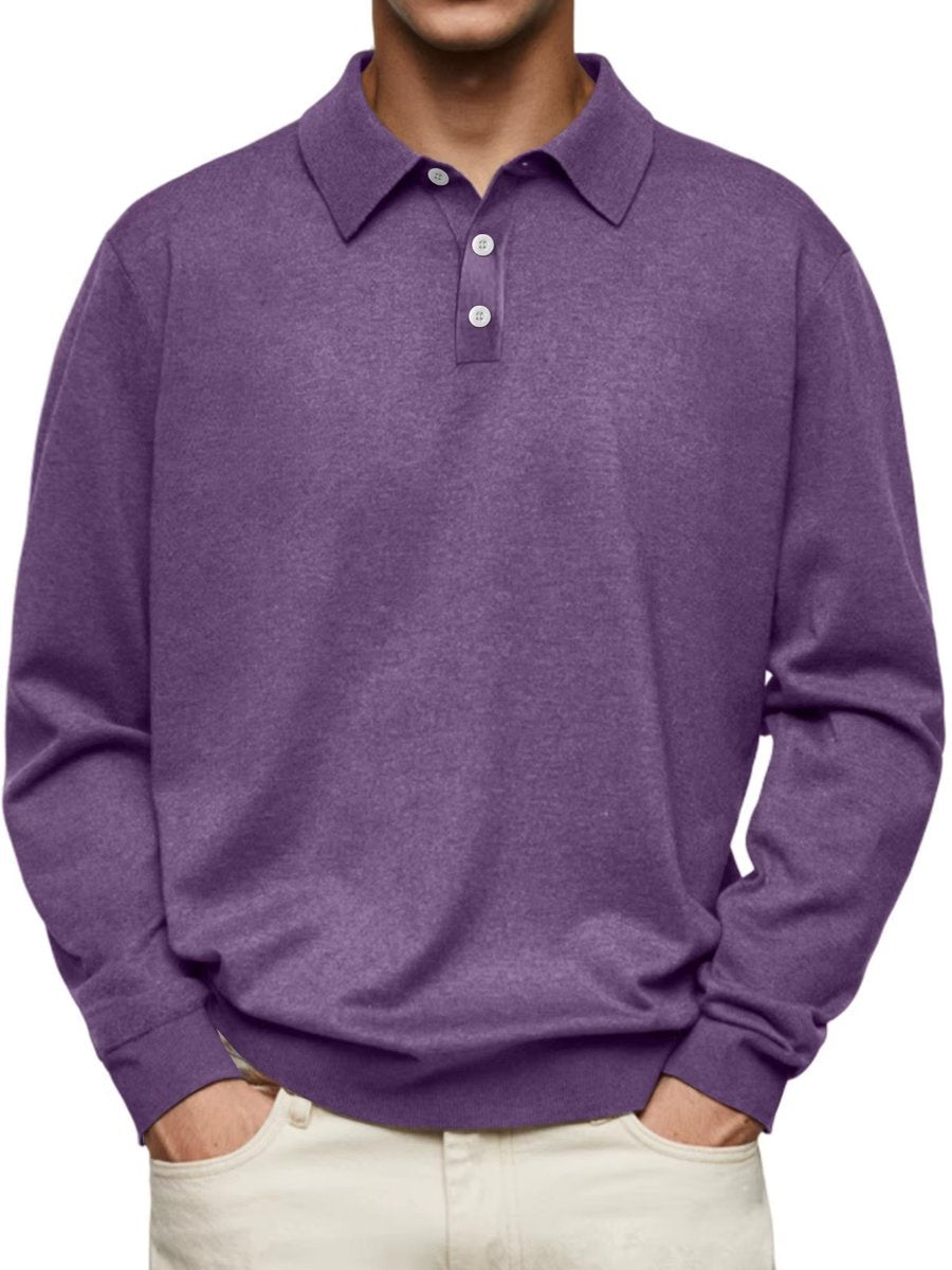 Moritz | Men's Long Sleeve Polo Sweatshirt Button Placket Classic Fit
