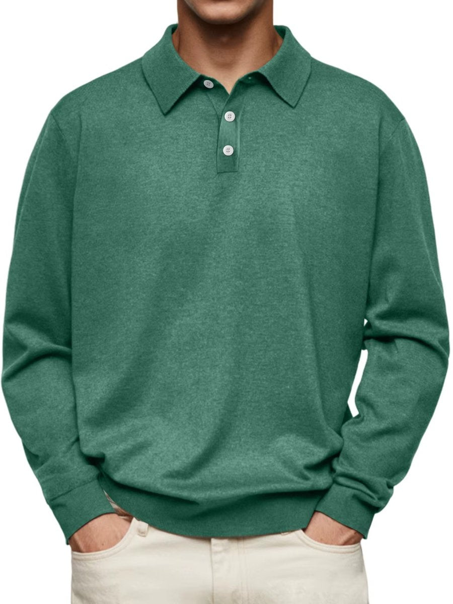 Moritz | Men's Long Sleeve Polo Sweatshirt Button Placket Classic Fit