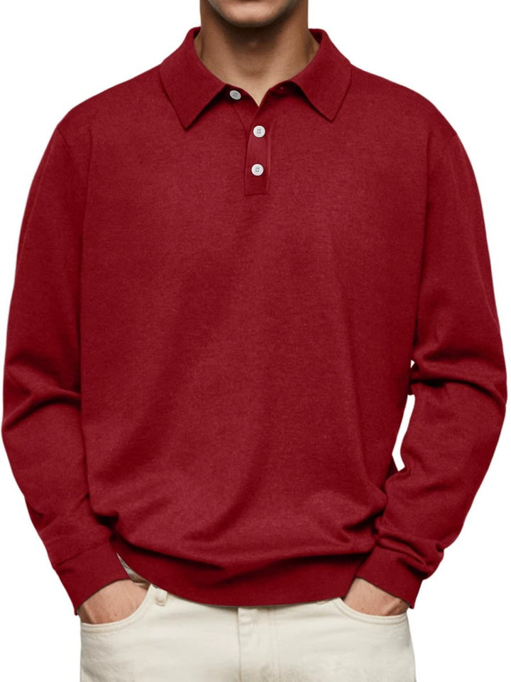 Moritz | Men's Long Sleeve Polo Sweatshirt Button Placket Classic Fit