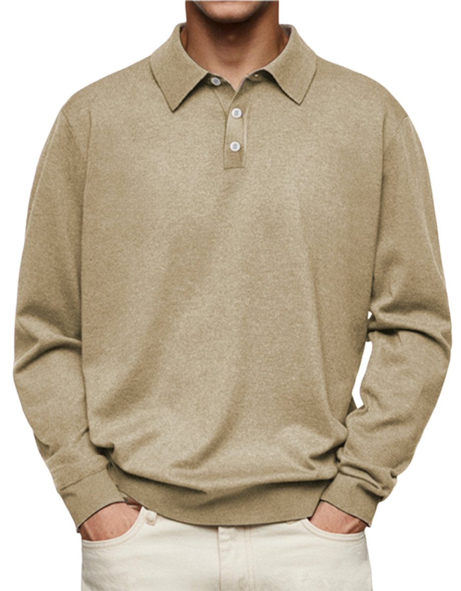 Moritz | Men's Long Sleeve Polo Sweatshirt Button Placket Classic Fit