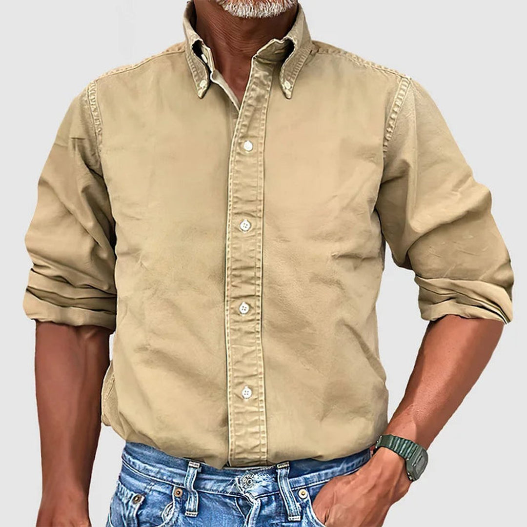 Leon | Men's Long-Sleeve Cotton Shirt Button-Down Collar Regular Fit