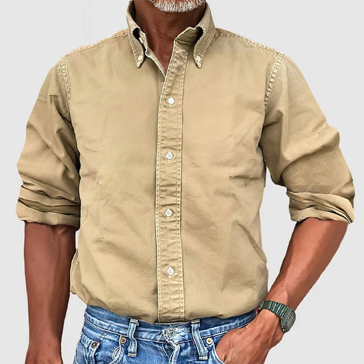 Leon | Men's Long-Sleeve Cotton Shirt Button-Down Collar Regular Fit