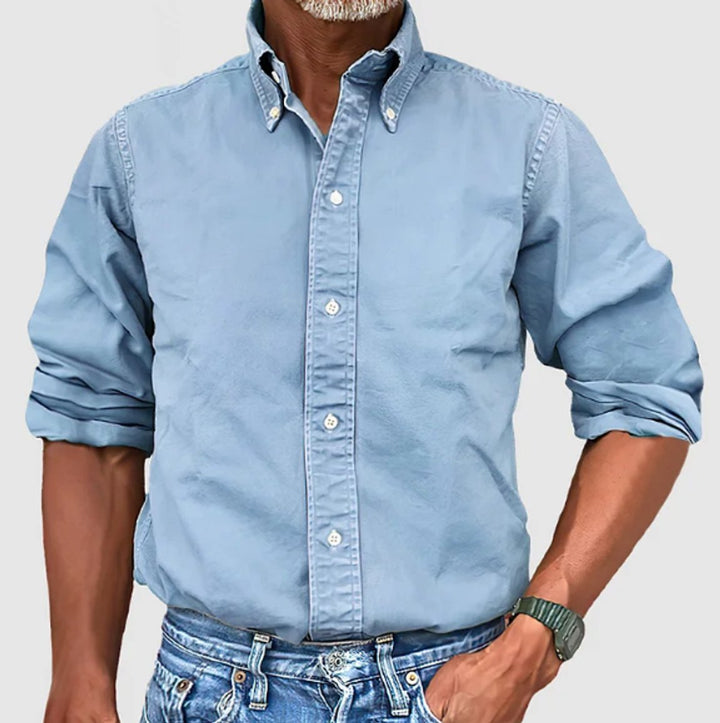 Leon | Men's Long-Sleeve Cotton Shirt Button-Down Collar Regular Fit