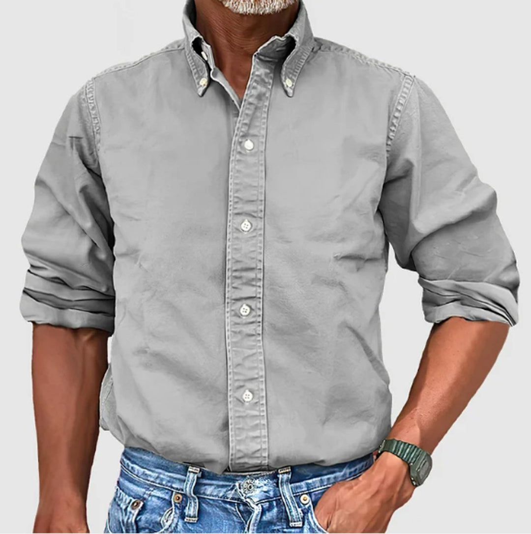 Leon | Men's Long-Sleeve Cotton Shirt Button-Down Collar Regular Fit