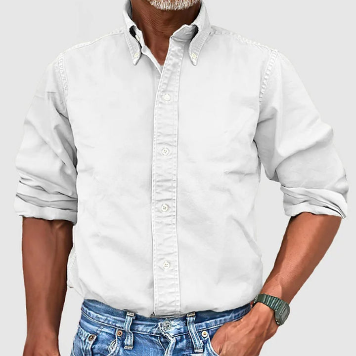 Leon | Men's Long-Sleeve Cotton Shirt Button-Down Collar Regular Fit