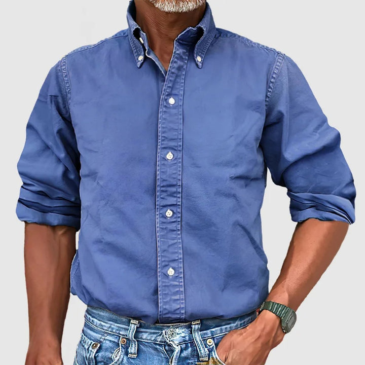 Leon | Men's Long-Sleeve Cotton Shirt Button-Down Collar Regular Fit