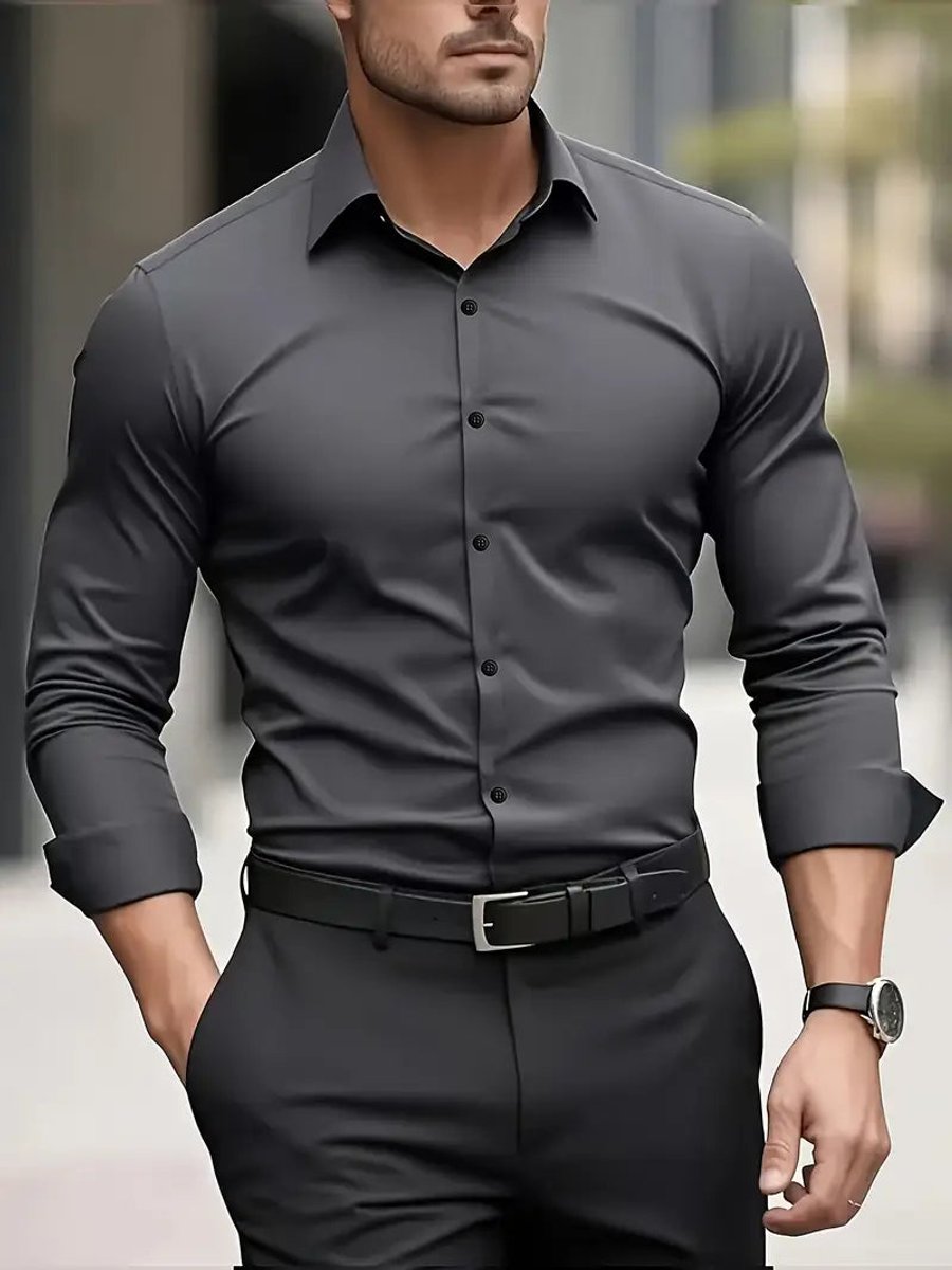 Stefan | Men's Slim Fit Non-Iron Business Shirt Long Sleeve