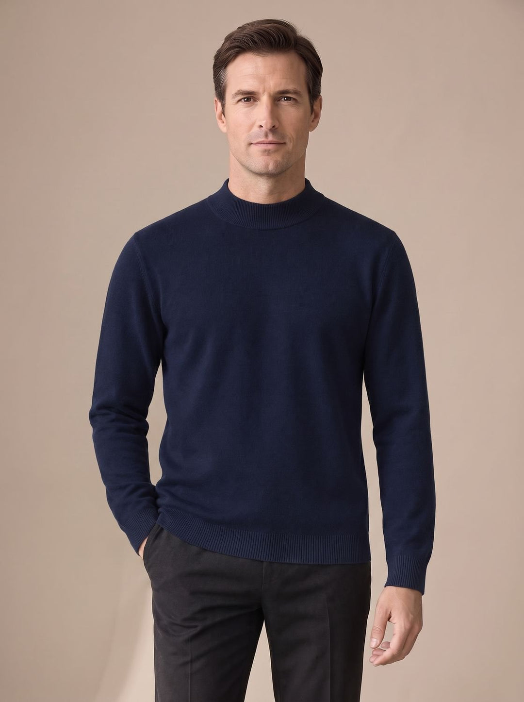 Stefan | Men's Slim Fit Mock Neck Jumper Knitted Ribbed Cuffs