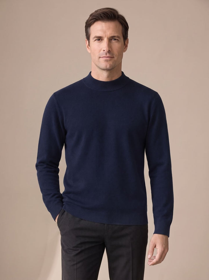 Stefan | Men's Slim Fit Mock Neck Jumper Knitted Ribbed Cuffs