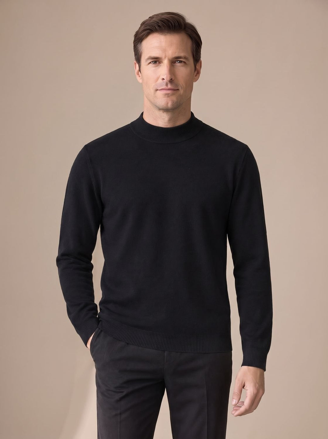 Stefan | Men's Slim Fit Mock Neck Jumper Knitted Ribbed Cuffs