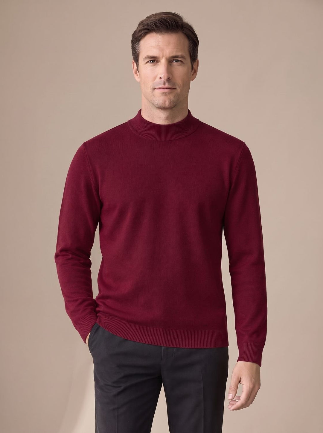 Stefan | Men's Slim Fit Mock Neck Jumper Knitted Ribbed Cuffs