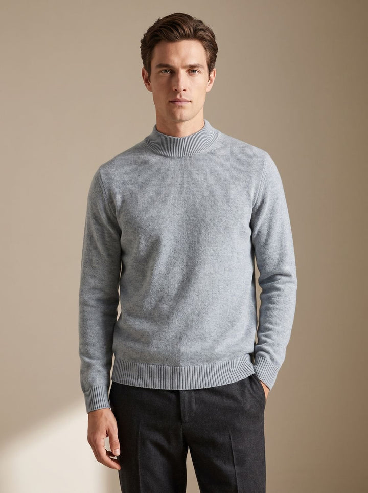 Stefan | Men's Slim Fit Mock Neck Jumper Knitted Ribbed Cuffs