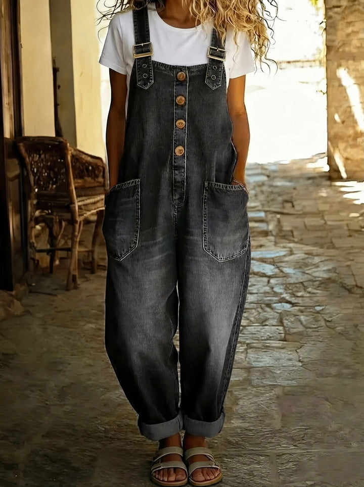 Rocio™ - Versatile Adjustable Buckle Denim Jumpsuit