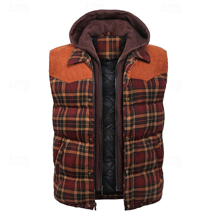 Keaton | Men's Hooded Quilted Gilet Padded Checked Body Warmer