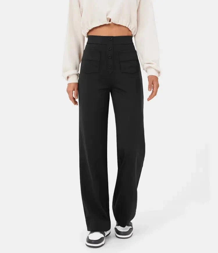 Daisy | Women's High Waisted Stretch Trousers Straight Leg Pockets
