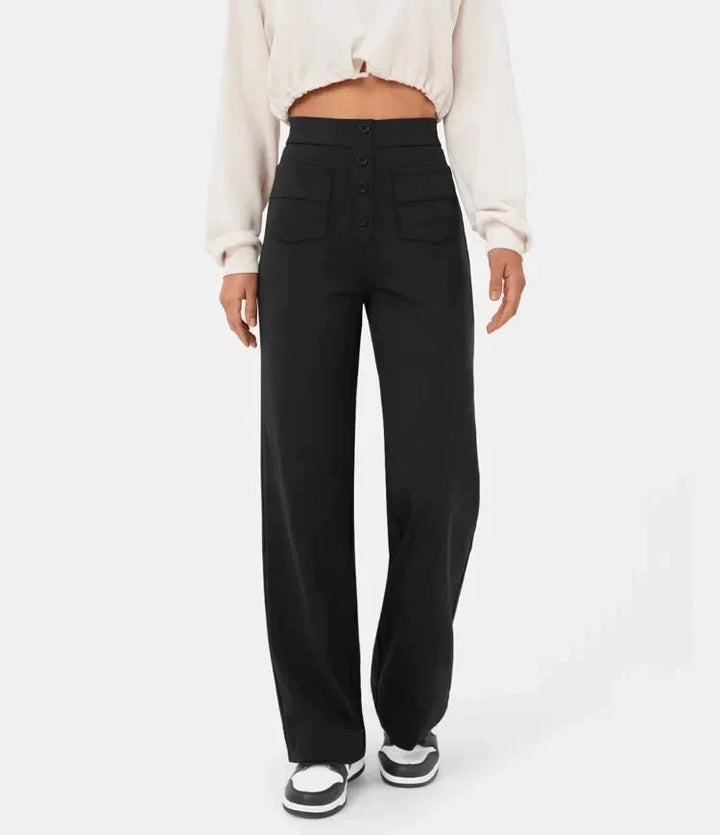 Daisy | Women's High Waisted Stretch Trousers Straight Leg Pockets