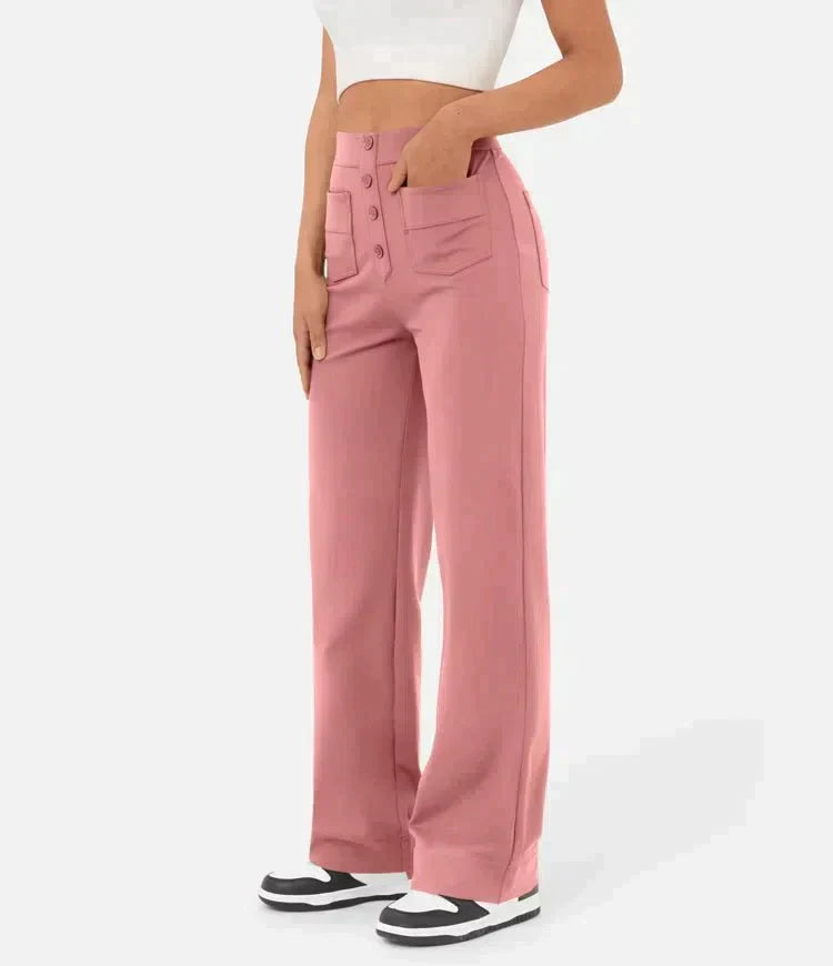 Daisy | Women's High Waisted Stretch Trousers Straight Leg Pockets