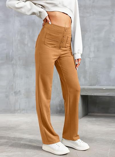 Daisy | Women's High Waisted Stretch Trousers Straight Leg Pockets