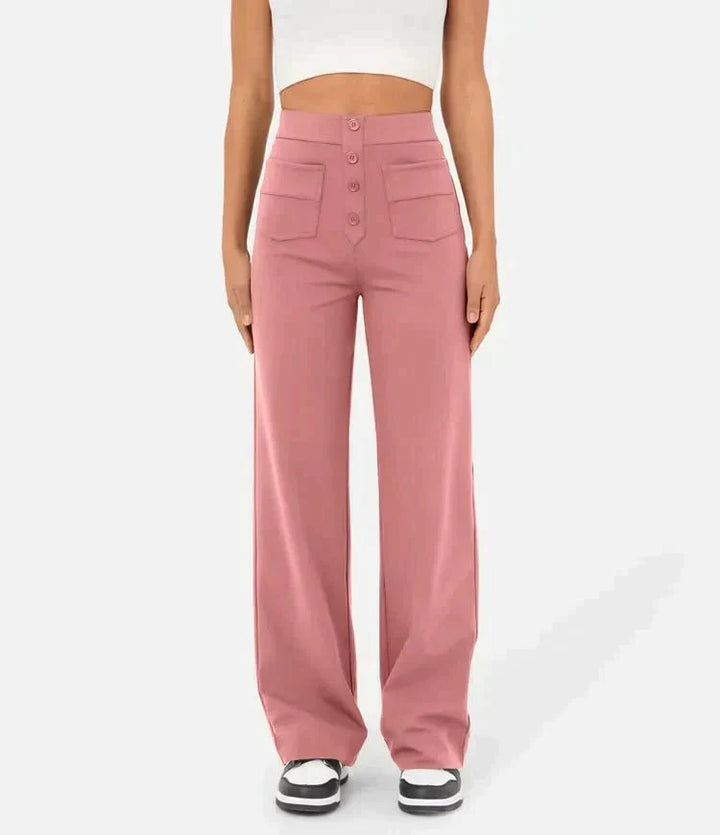 Daisy | Women's High Waisted Stretch Trousers Straight Leg Pockets