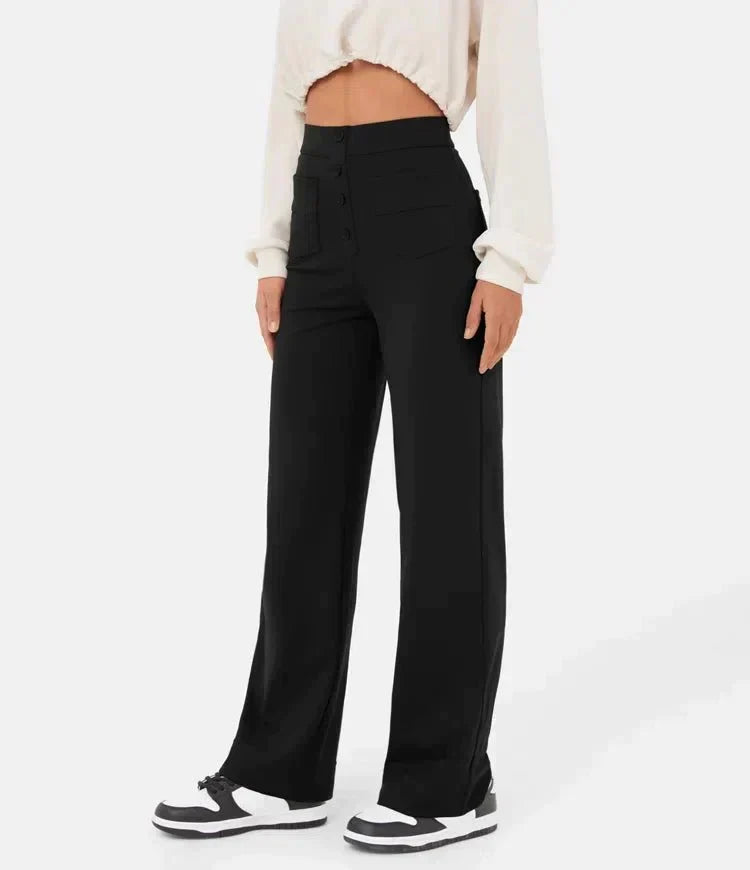 Daisy | Women's High Waisted Stretch Trousers Straight Leg Pockets