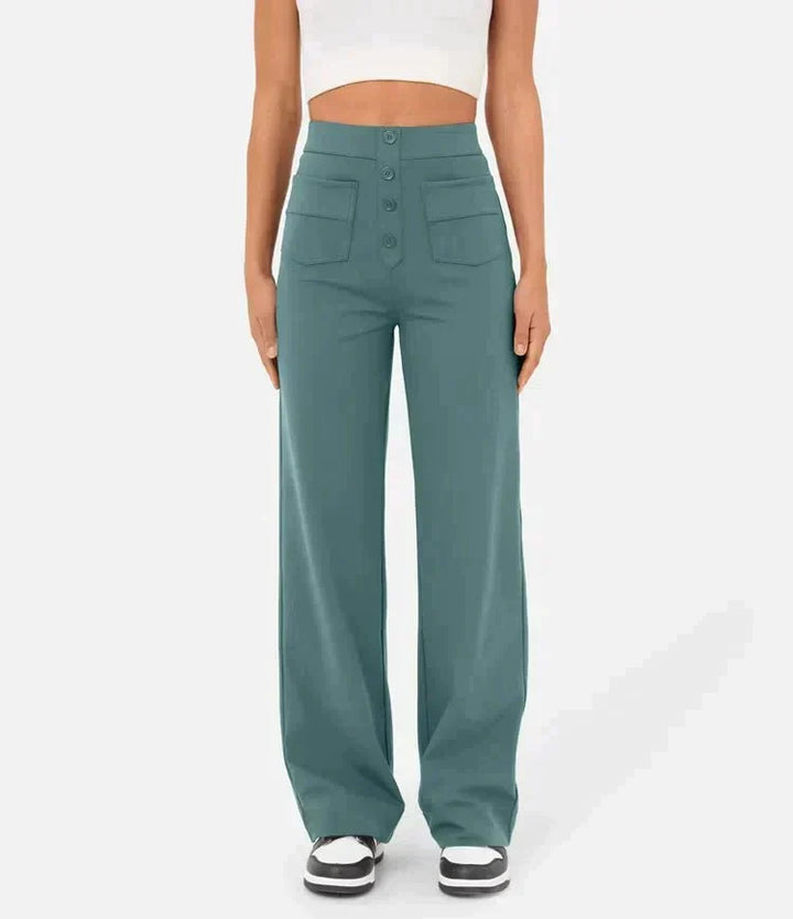 Daisy | Women's High Waisted Stretch Trousers Straight Leg Pockets