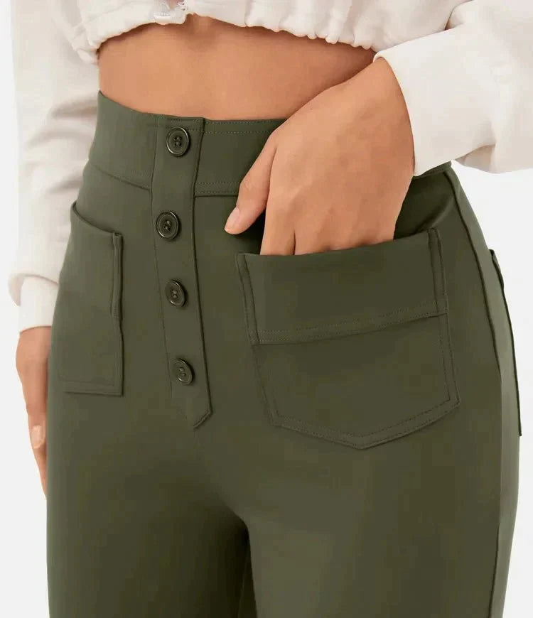 Daisy | Women's High Waisted Stretch Trousers Straight Leg Pockets