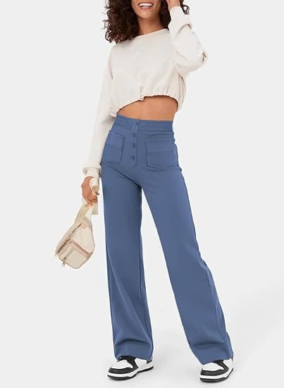 Daisy | Women's High Waisted Stretch Trousers Straight Leg Pockets