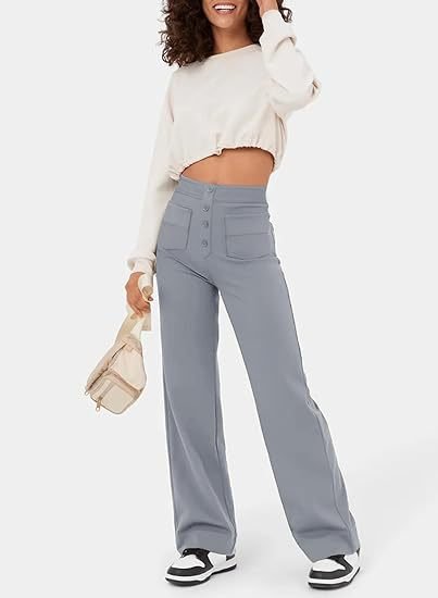Daisy | Women's High Waisted Stretch Trousers Straight Leg Pockets