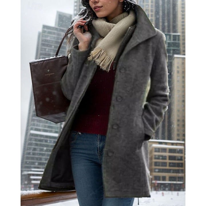 Notburga | Women's Brushed Coat Notch Collar Four-Button Side Pockets