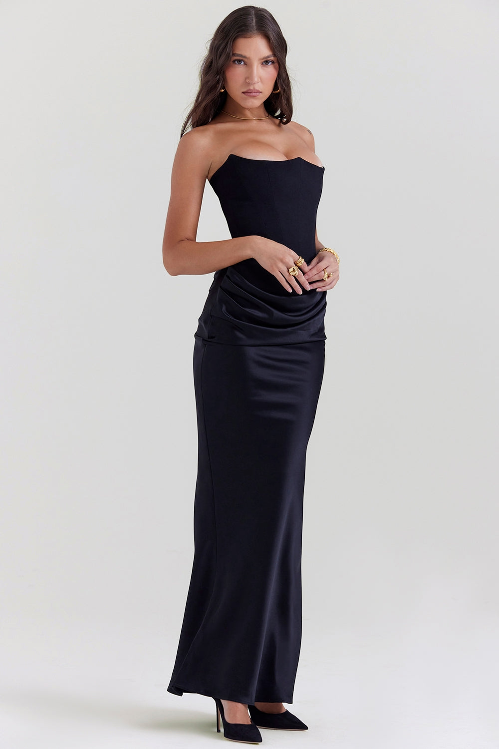 Edith Strapless Maxi Dress for Wedding Guests