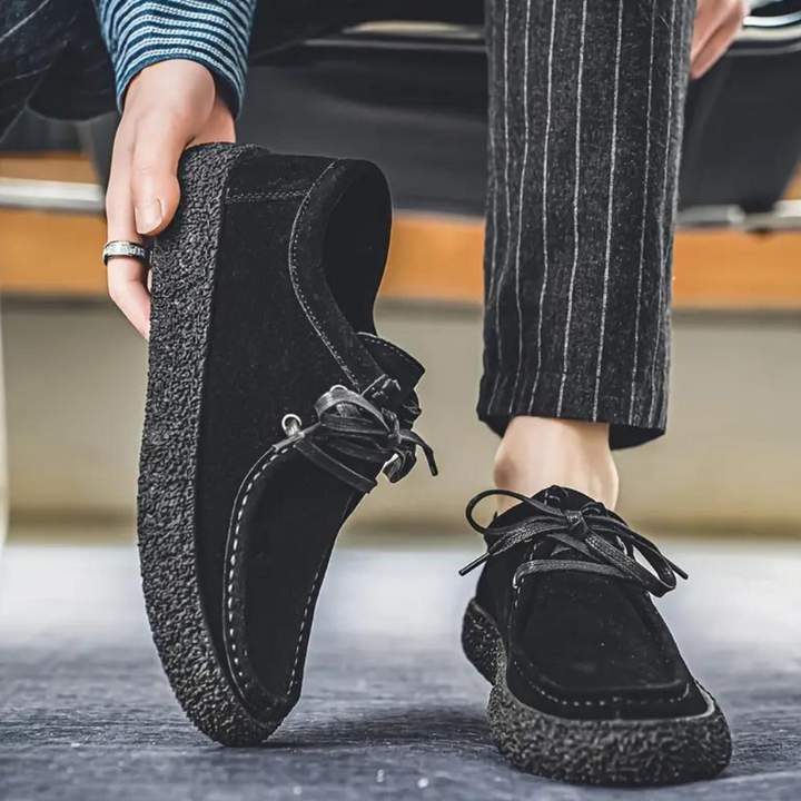 Men’s Fleece Lined Moccasin Shoes with Textured Grip Sole