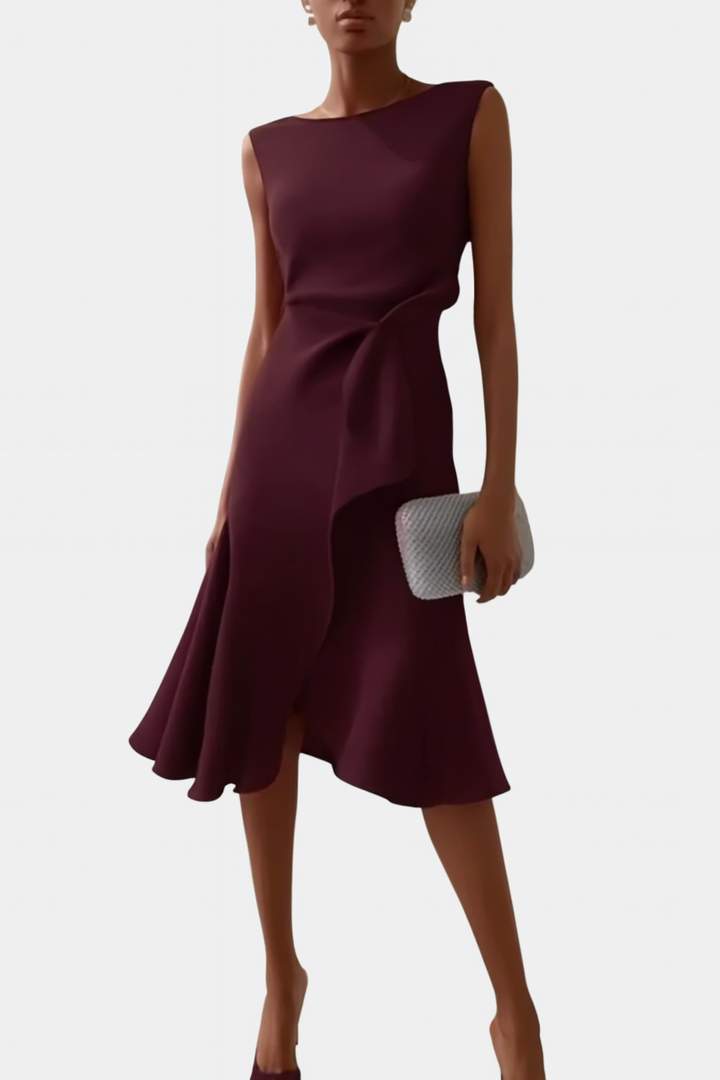 Sheila Draped Asymmetric Midi Dress