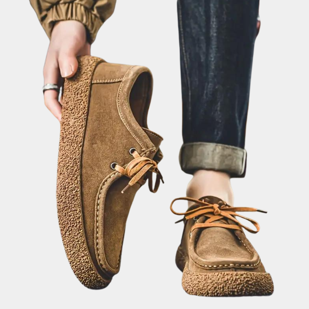 Men’s Fleece Lined Moccasin Shoes with Textured Grip Sole