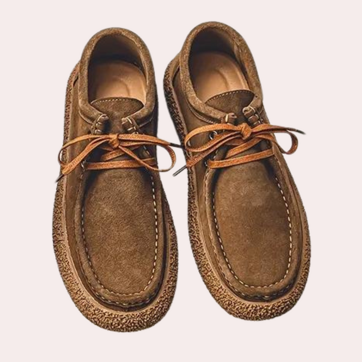 Men’s Fleece Lined Moccasin Shoes with Textured Grip Sole