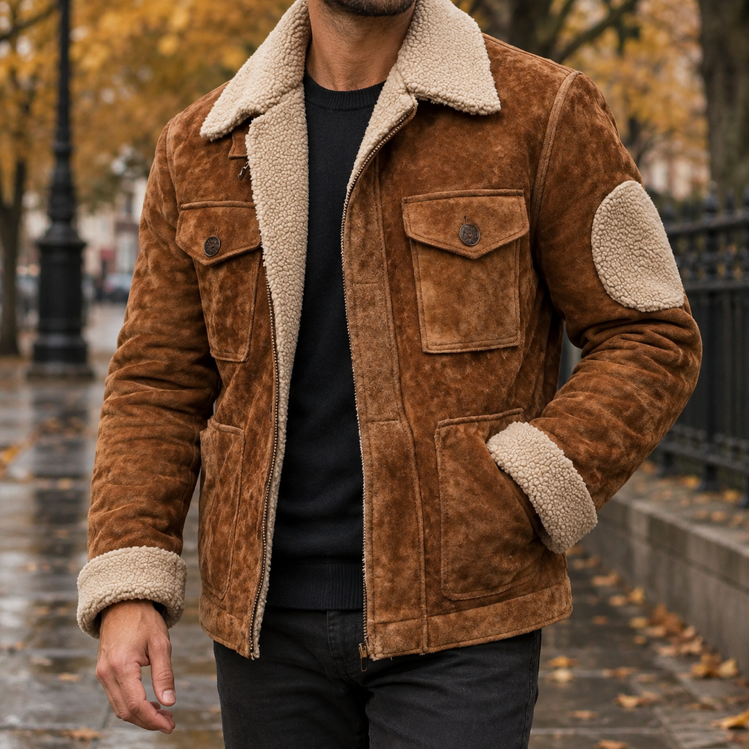 Kate | Women's Wool Utility Jacket Plush Collar Four Patch Pockets