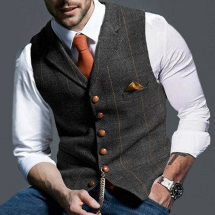 Jasper | Men's Checked Waistcoat Breathable Fabric Classic Cut