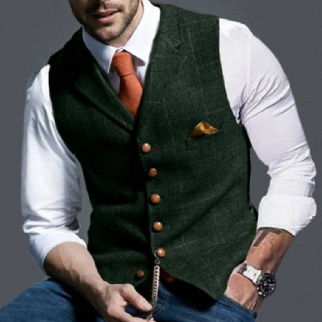 Jasper | Men's Checked Waistcoat Breathable Fabric Classic Cut