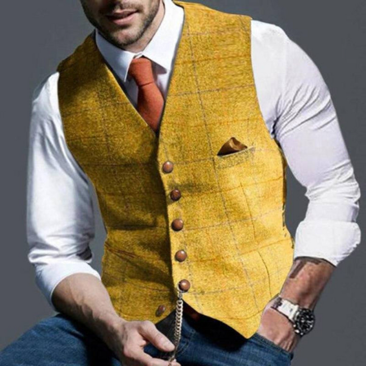 Jasper | Men's Checked Waistcoat Breathable Fabric Classic Cut
